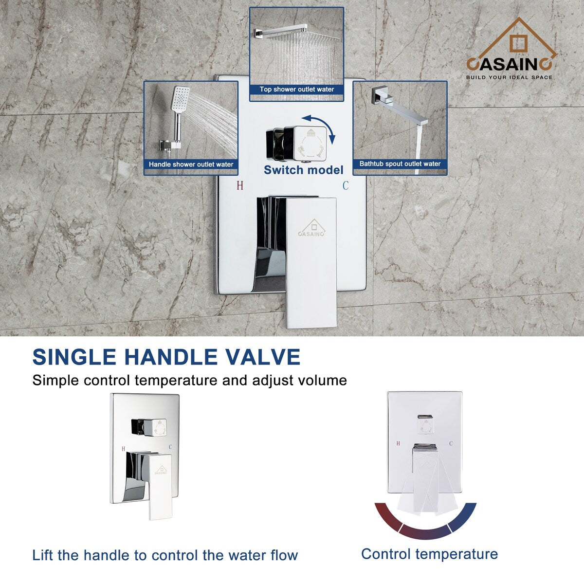 1-Handle 3-Spray Pattern 10 in. Wall Mount Shower Set Shower Head, Tub and Shower Faucet - 10 inch