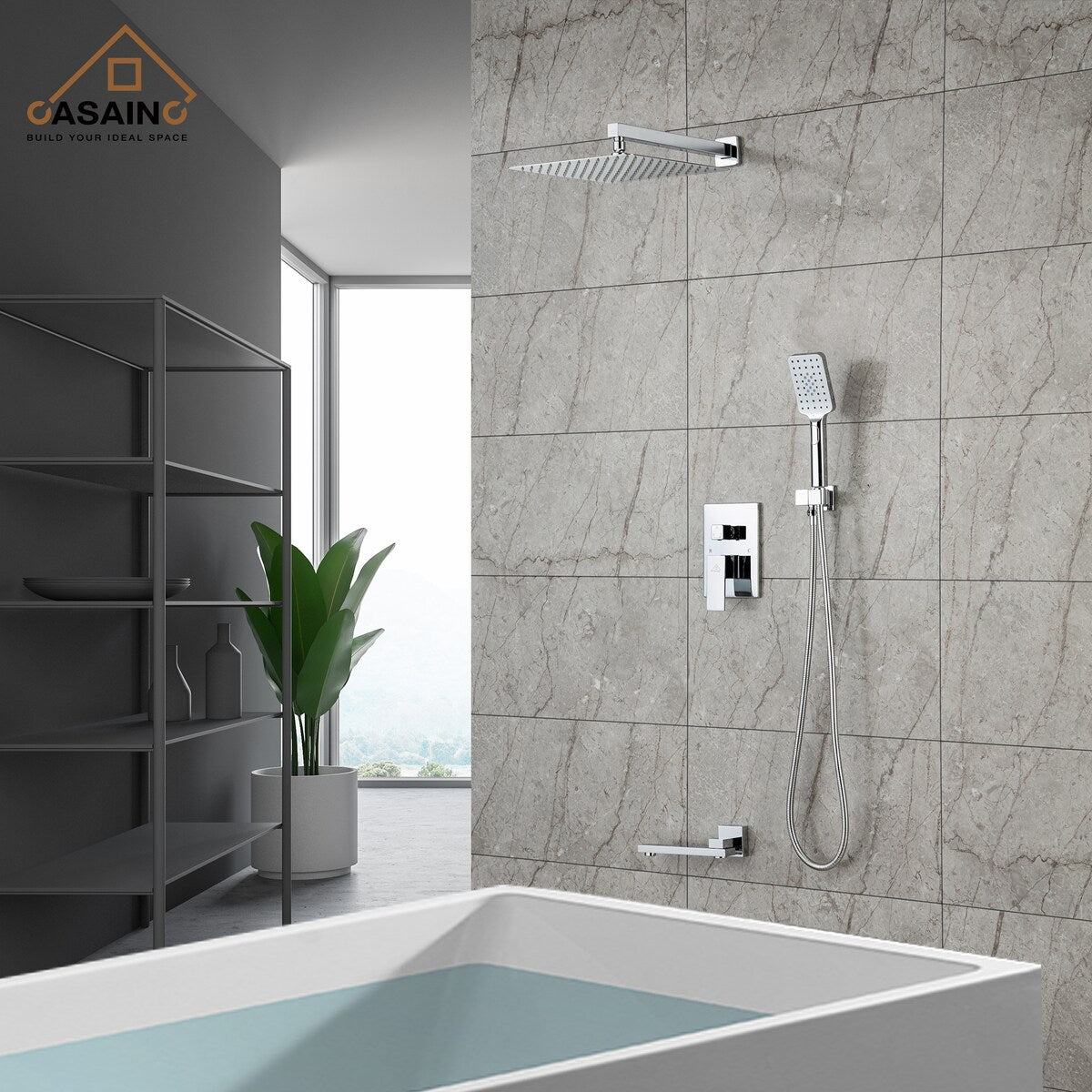 1-Handle 3-Spray Pattern 10 in. Wall Mount Shower Set Shower Head, Tub and Shower Faucet - 10 inch
