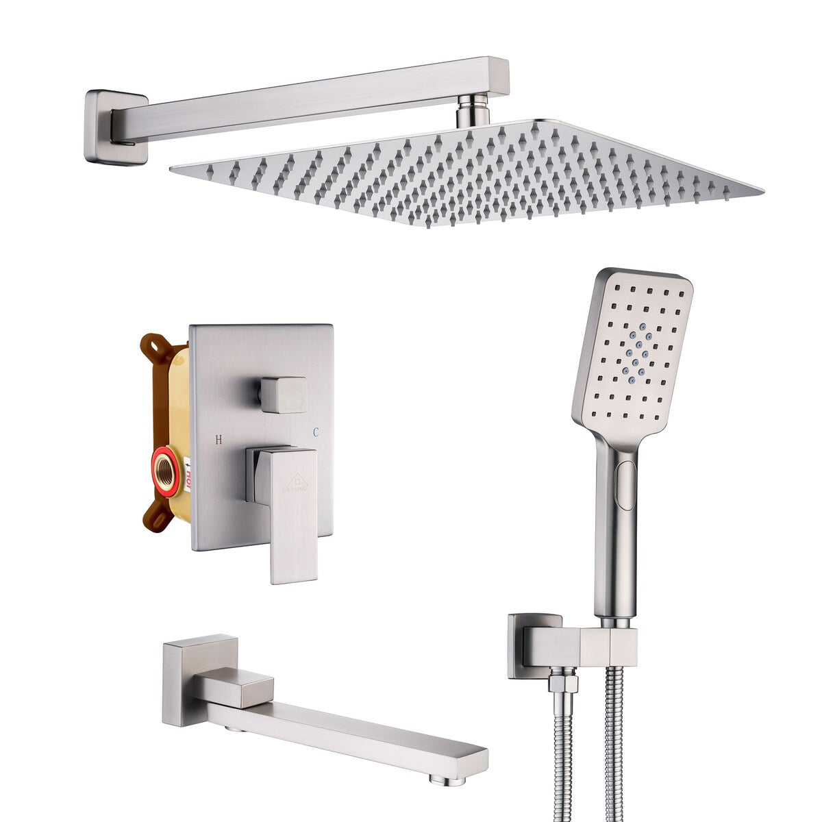 1-Handle 3-Spray Pattern 10 in. Wall Mount Shower Set Shower Head, Tub and Shower Faucet - 10 inch