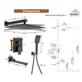1-Handle 3-Spray Pattern 10 in. Wall Mount Shower Set Shower Head, Tub and Shower Faucet - 10 inch