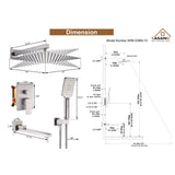 1-Handle 3-Spray Pattern 10 in. Wall Mount Shower Set Shower Head, Tub and Shower Faucet - 10 inch