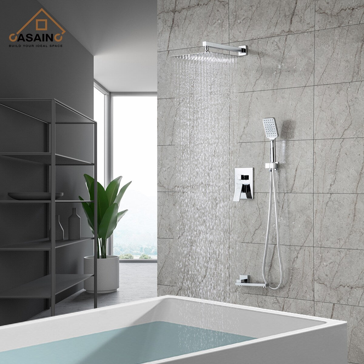 1-Handle 3-Spray Pattern 10 in. Wall Mount Shower Set Shower Head, Tub and Shower Faucet - 10 inch
