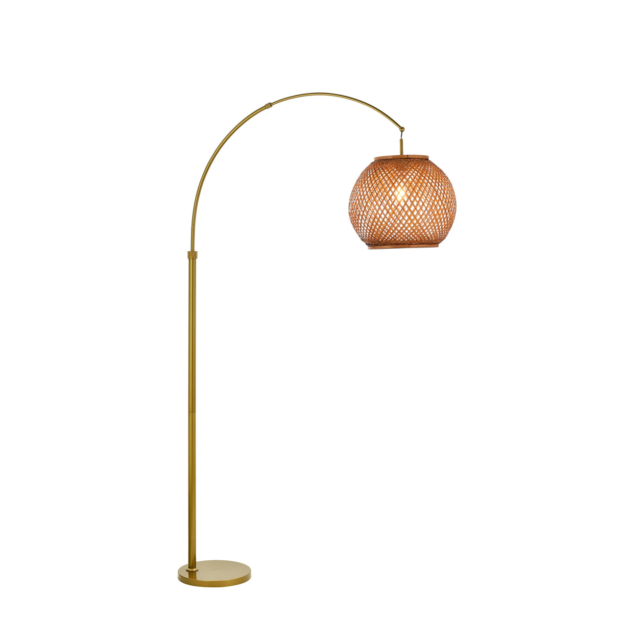 1-Light 75" Arc Floor Lamp with Hand-woven Bamboo Shade