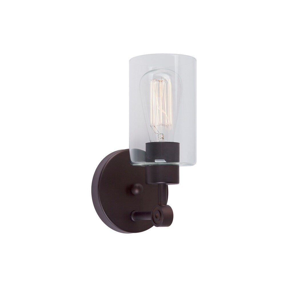 1-Light Antique Bronze Wall Sconce with Clear Glass