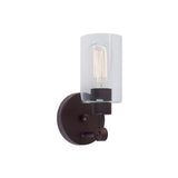 1-Light Antique Bronze Wall Sconce with Clear Glass