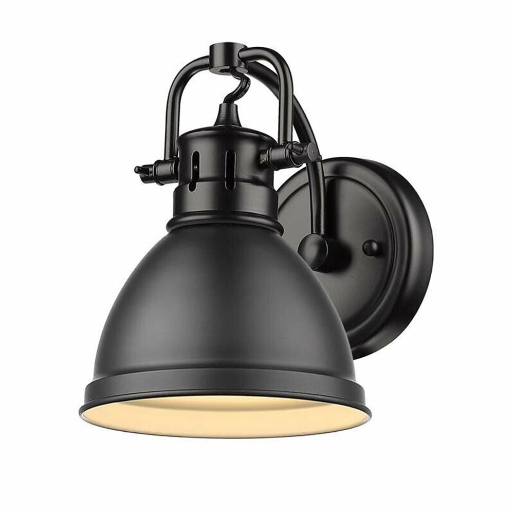 1 Light Bath Vanity in Black with a Matte Black Shade - 8" x 6"