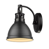 1 Light Bath Vanity in Black with a Matte Black Shade - 8" x 6"