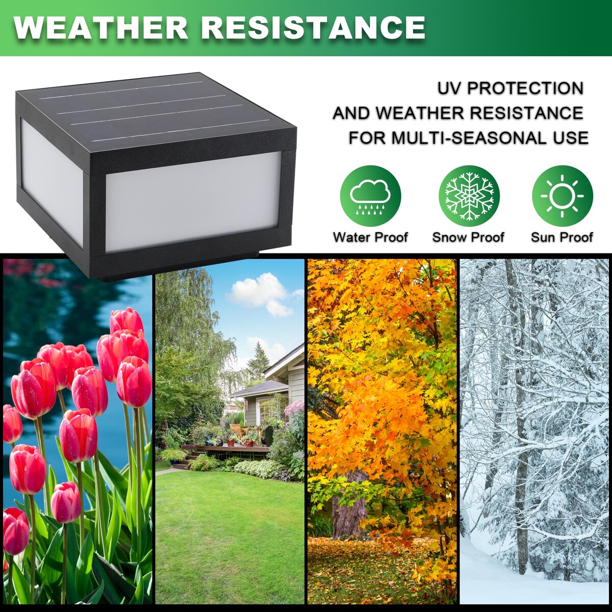 1-Light Black Aluminium Solar Outdoor Post Light Set