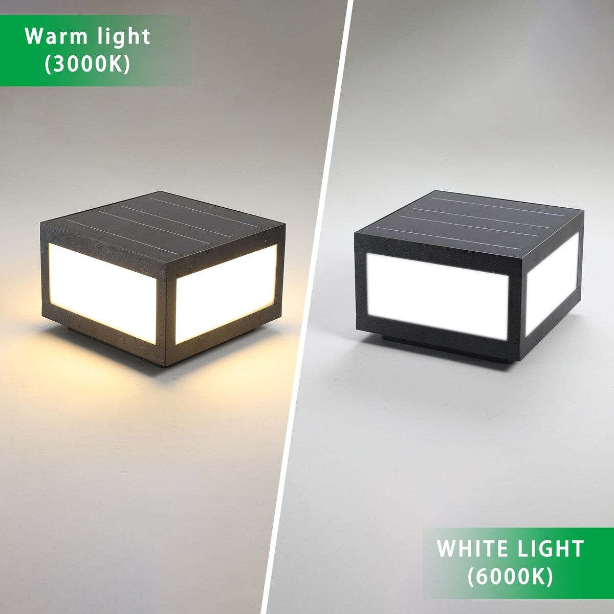 1-Light Black Aluminium Solar Outdoor Post Light Set