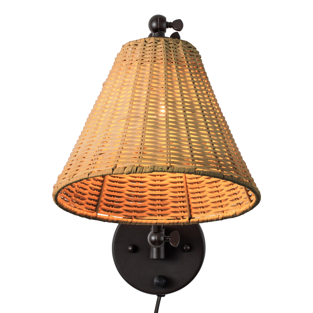 C Cattleya 1-Light Woven Rattan Plug-in Swing Arm Wall Sconce Indoor Wall Light with ON/OFF Switch - Woven Rattan