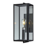 OB- 1-Light Black Outdoor Wall Lantern with Tempered Clear Glass Shade 19.7"H