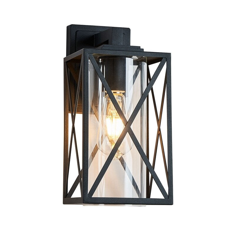 1-Light Modern Black Outdoor Wall Sconce with Clear Shade - Modern Wall Sconce