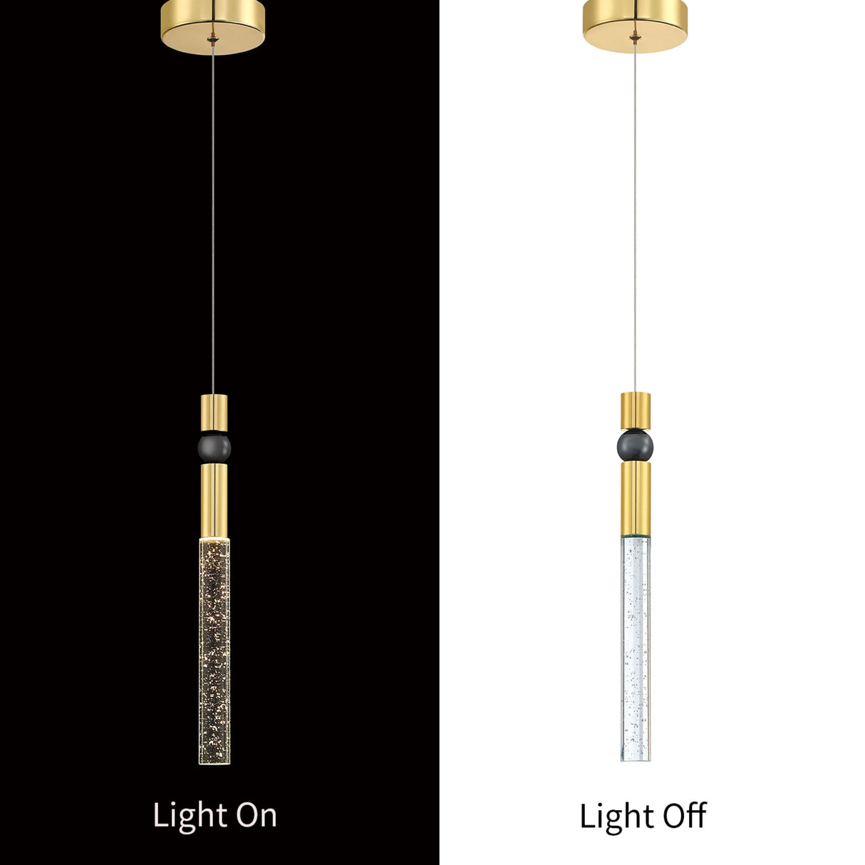 1-Light Crystal Bubble Pendant Light Fixture, Kitchen Hanging Pendant Light