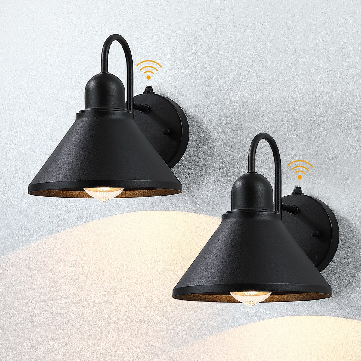 1-Light Dusk to Dawn Black Outdoor Wall Sconce Light set of 2 - Dusk to dawn