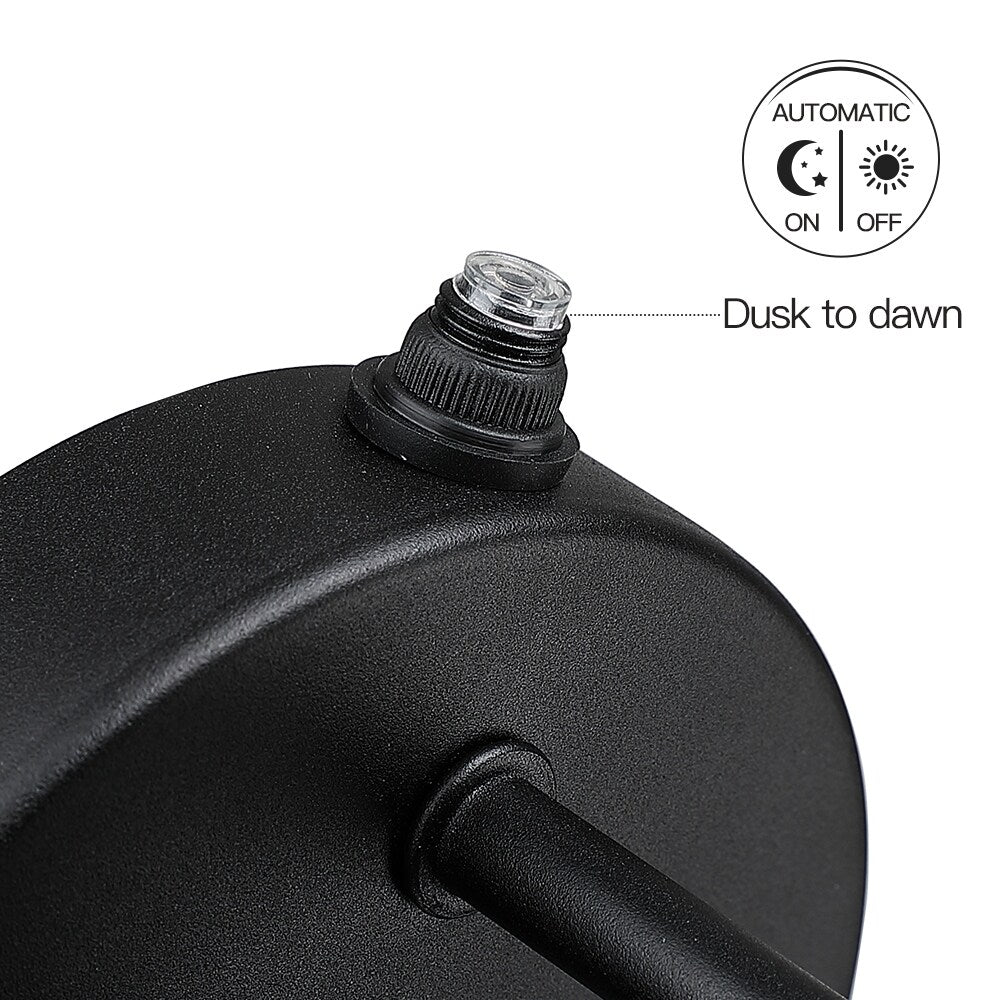 1-Light Dusk to Dawn Black Outdoor Wall Sconce Light set of 2 - Dusk to dawn