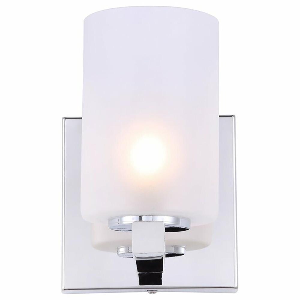 1-Light Glass LED Bath Light Chrome/Sand Blasted - 4.75" x 5.25"