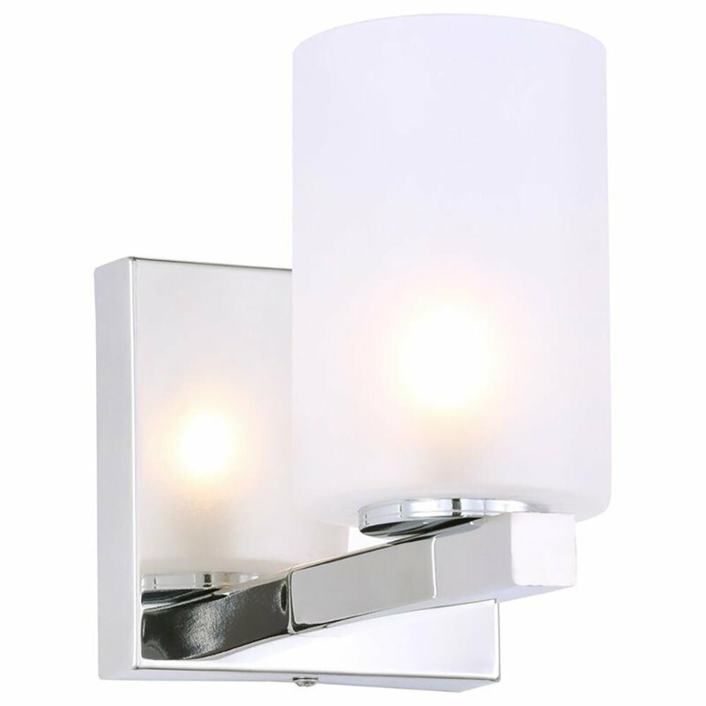 1-Light Glass LED Bath Light Chrome/Sand Blasted - 4.75" x 5.25"