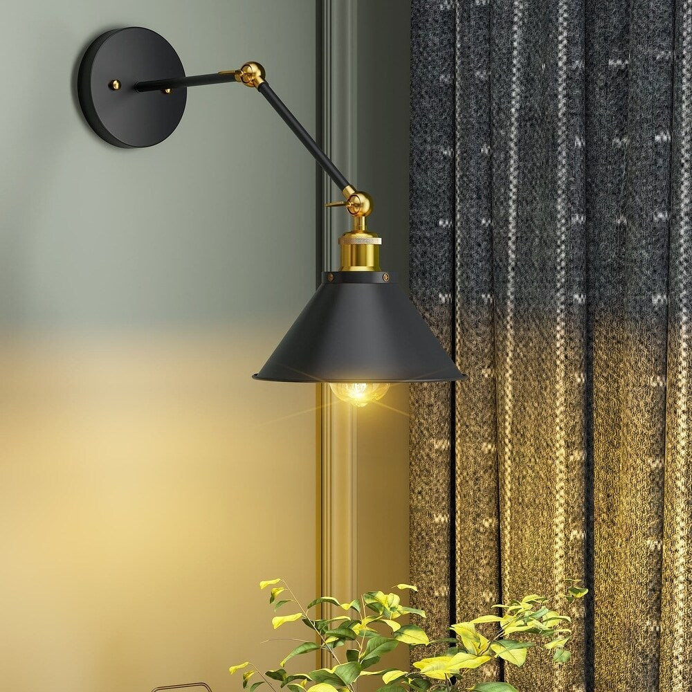 1-Light Industrial Wall Sconces Lighting,Swing Arm Angle Adjustable Vintage Wall Mount Light