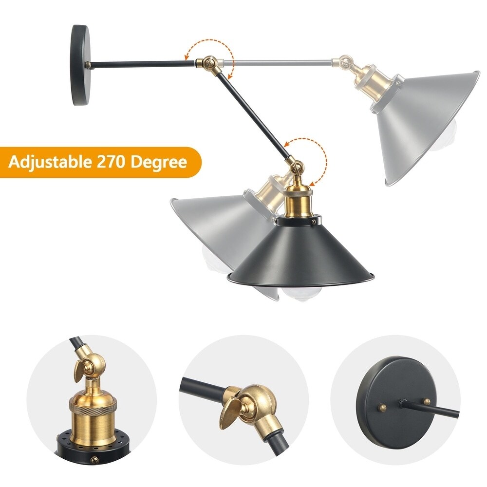 1-Light Industrial Wall Sconces Lighting,Swing Arm Angle Adjustable Vintage Wall Mount Light