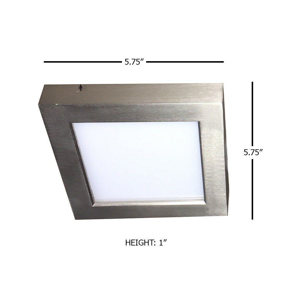1-Light Integrated LED Flush Mount Ceiling light in Brushed Nickel