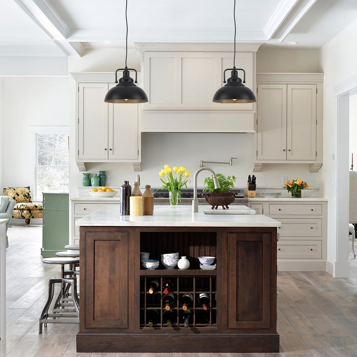 1-Light Kitchen Island Lighting 11.5"W Pendant Light for Entryways