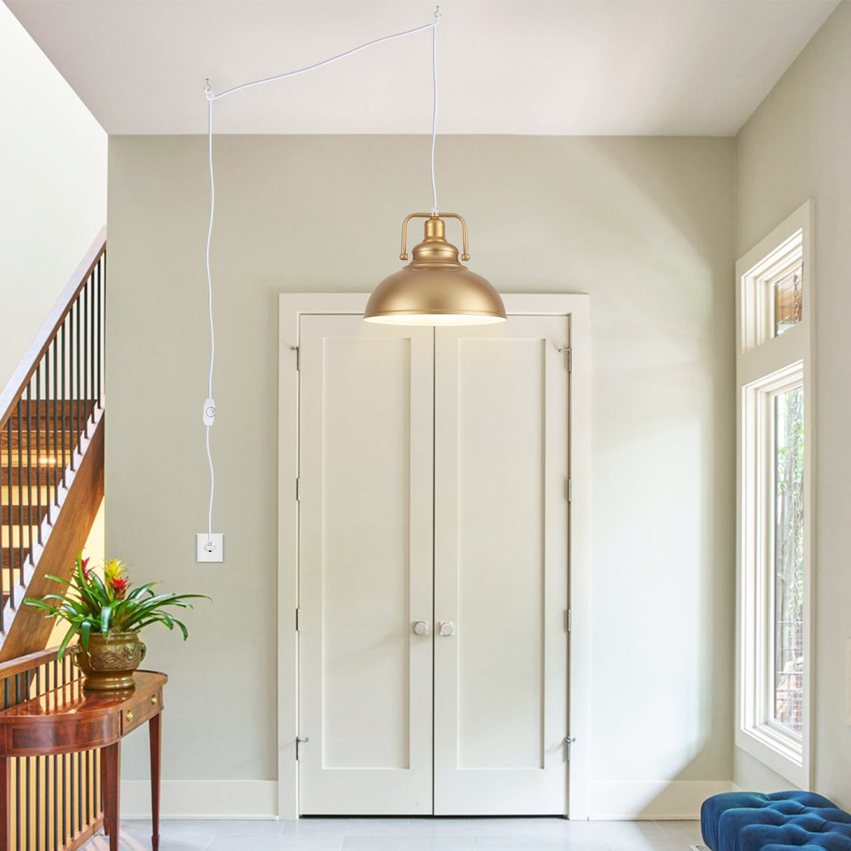 1-Light Kitchen Island Lighting 11.5"W Pendant Light for Entryways