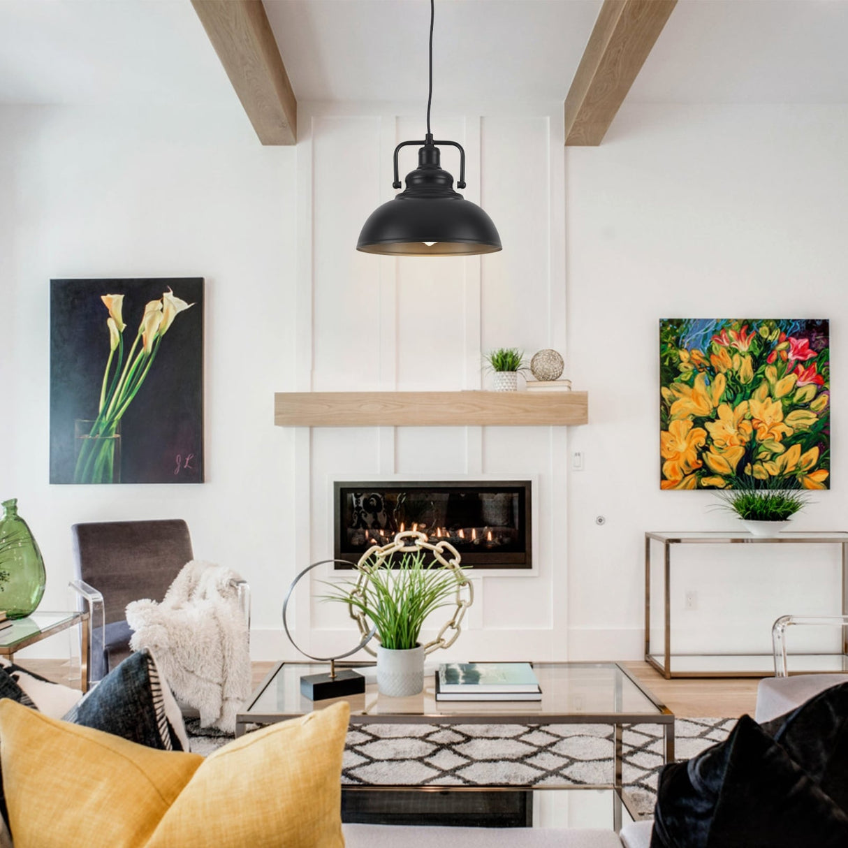 1-Light Kitchen Island Lighting 11.5"W Pendant Light for Entryways