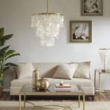 1-Light Layered Capiz Chandelier for Living Room