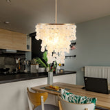 1-Light Layered Capiz Chandelier for Living Room