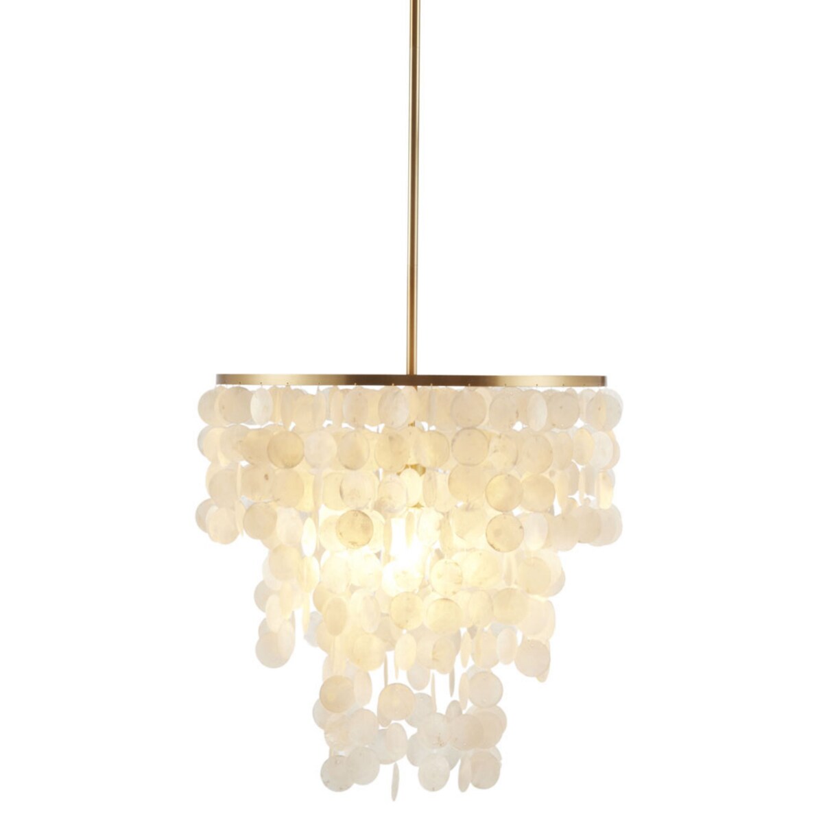 1-Light Layered Capiz Chandelier for Living Room