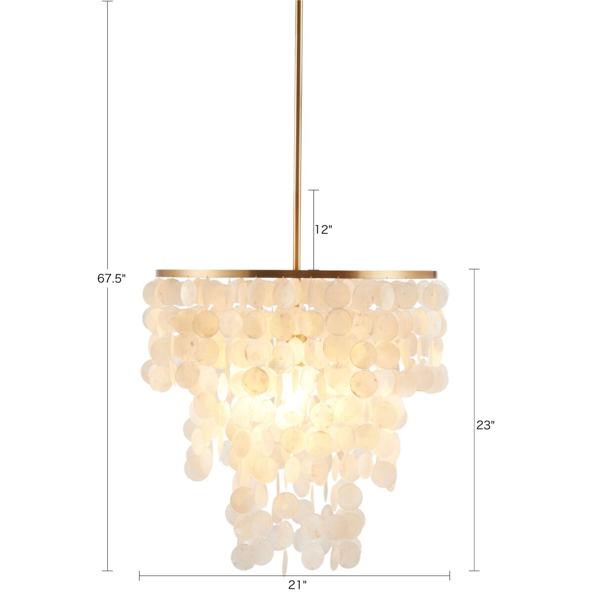 1-Light Layered Capiz Chandelier for Living Room
