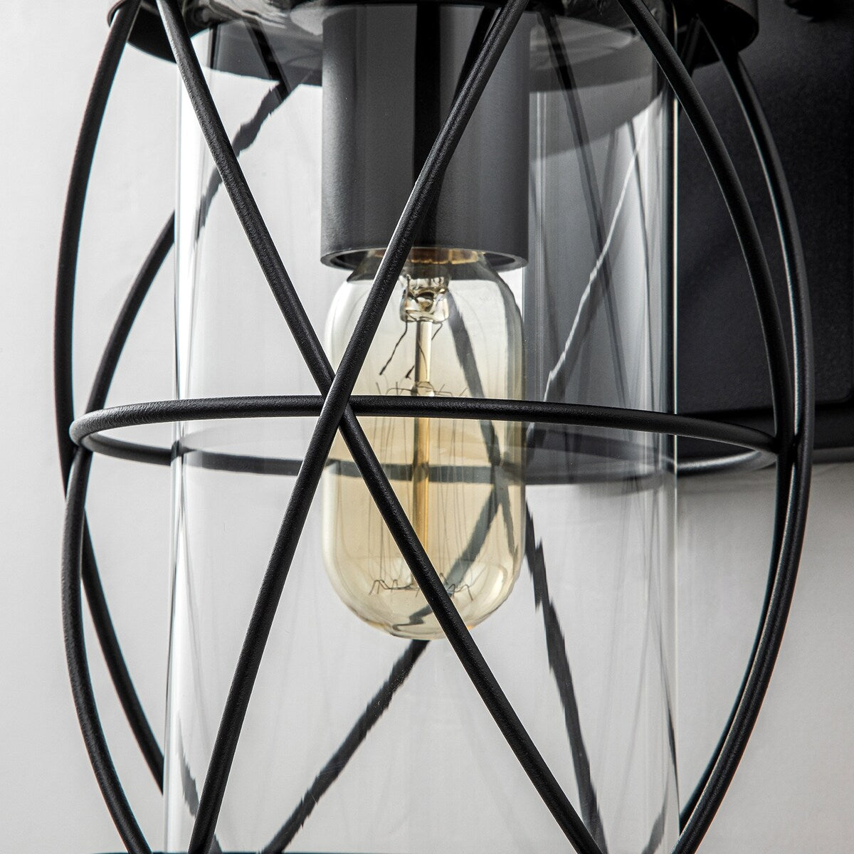 1-Light Matte Black Outdoor Wall Lantern Sconce Light - 6.7
