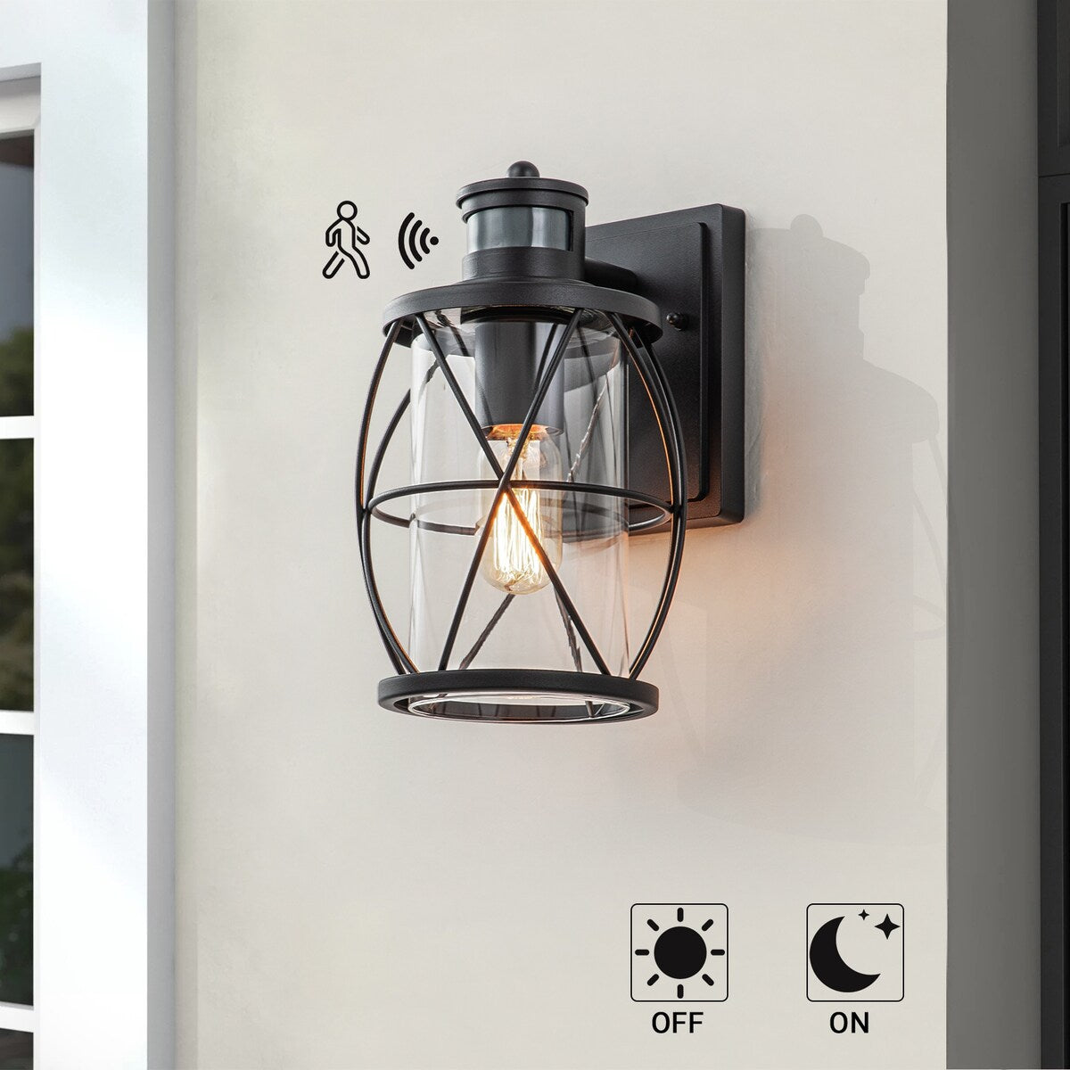 1-Light Matte Black Outdoor Wall Lantern Sconce Light - 6.7