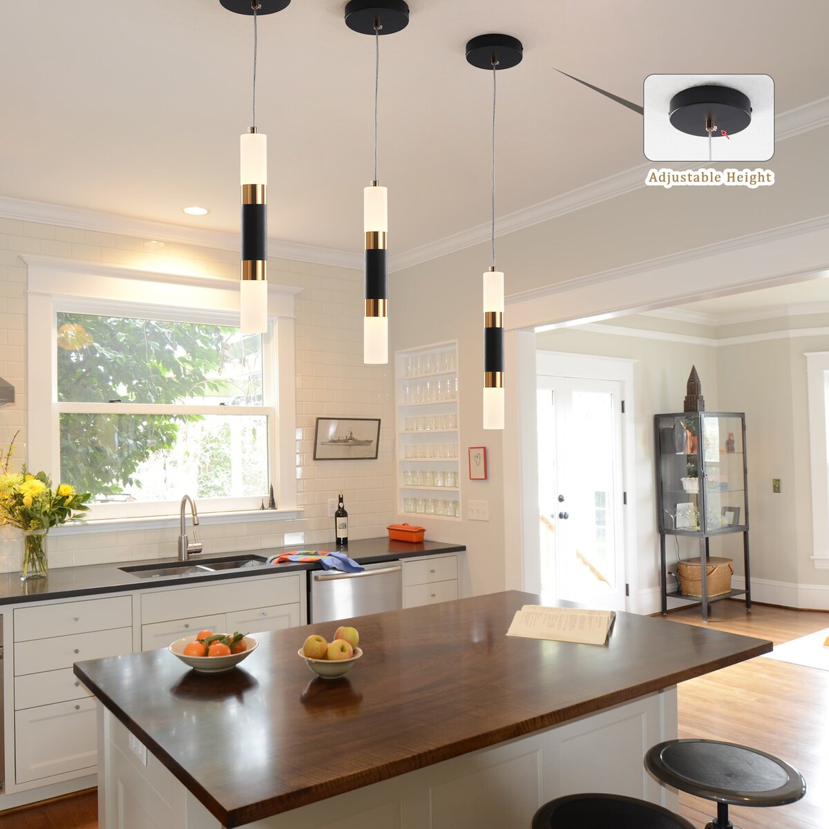 1-Light Modern Acrylic Pendant Light Fixture for Kitchen Island Decor