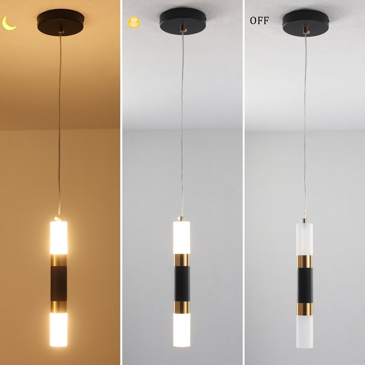 1-Light Modern Acrylic Pendant Light Fixture for Kitchen Island Decor