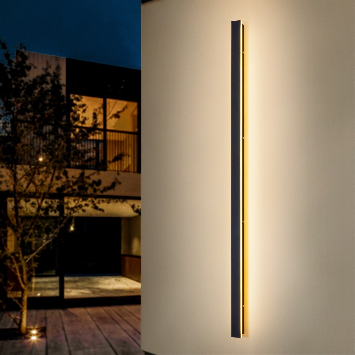 1-Light Modern Linear Strip Acrylic 3000K IP65 Integrated LED Warm Light Waterproof Outdoor Wall Light