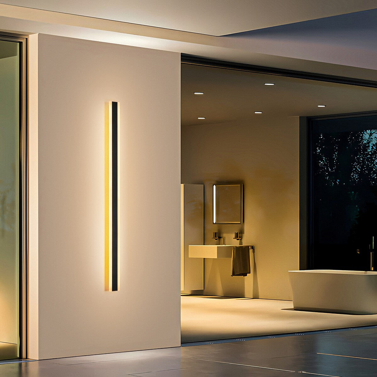 1-Light Modern Linear Strip Acrylic 3000K IP65 Integrated LED Warm Light Waterproof Outdoor Wall Light