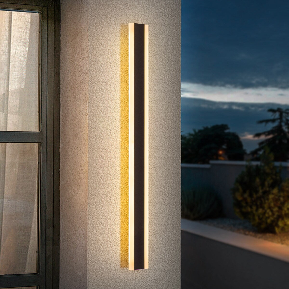 1-Light Modern Linear Strip Acrylic 3000K IP65 Integrated LED Warm Light Waterproof Outdoor Wall Light