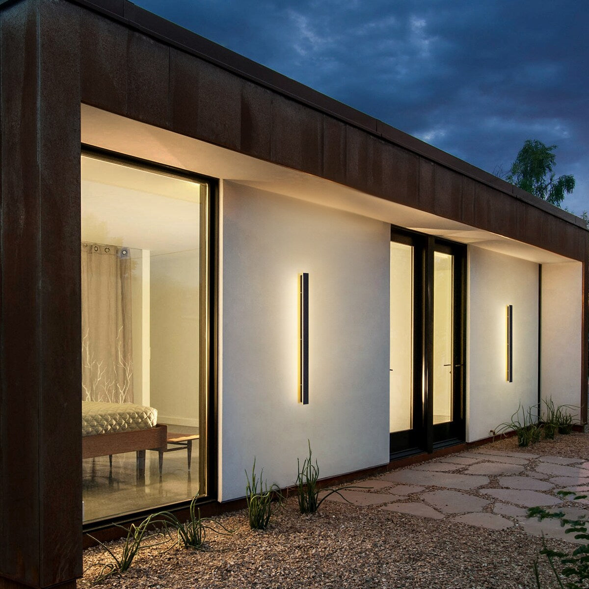 1-Light Modern Linear Strip Acrylic 3000K IP65 Integrated LED Warm Light Waterproof Outdoor Wall Light