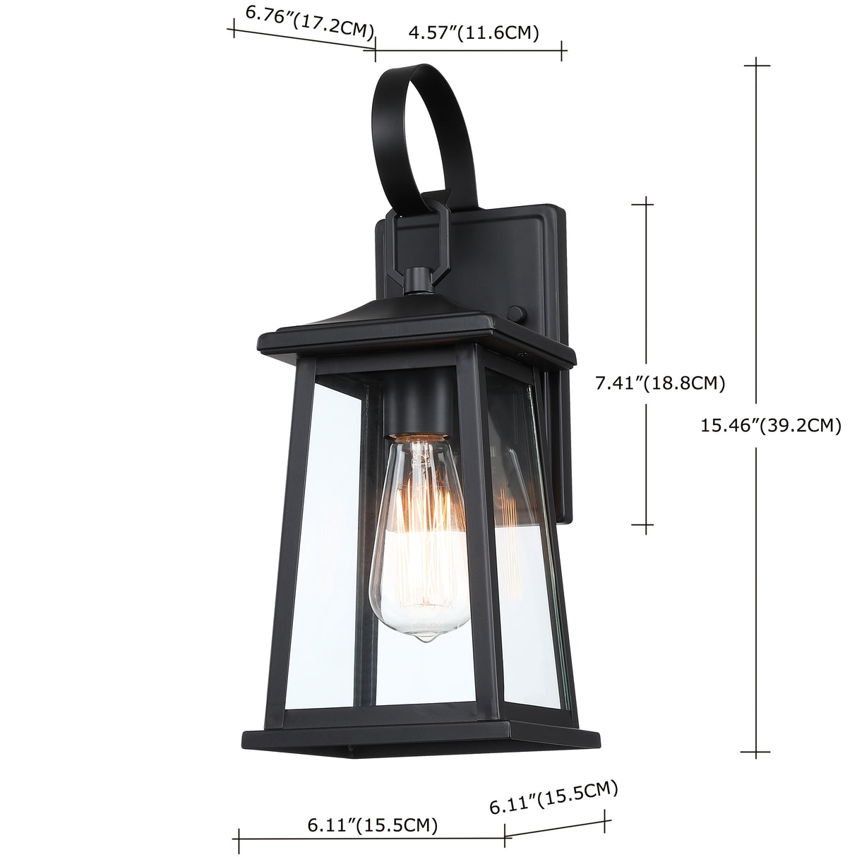 1-Light Outdoor Wall Light Sconce - Matte Black