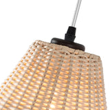 1-Light Plug-in Swag Pendant Light with Hand-woven Rattan Shade - Natural Rattan