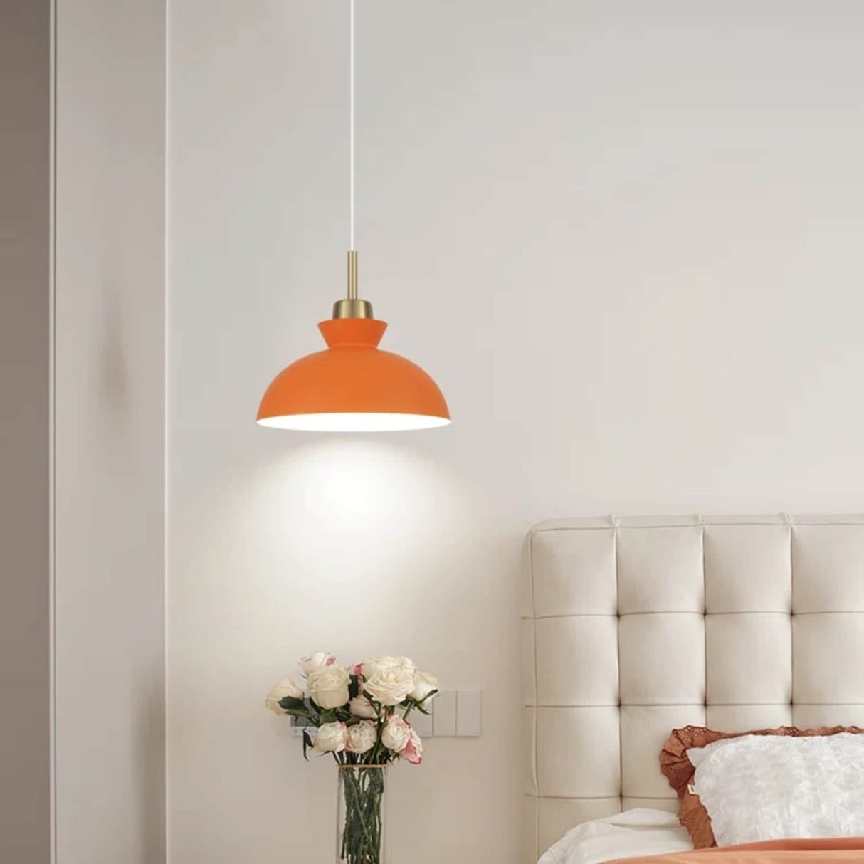 1-Light Modern Classic Semi Flush Mount Chandelier, Farmhouse Dome Pendant Light for Kitchen Island Dining Room