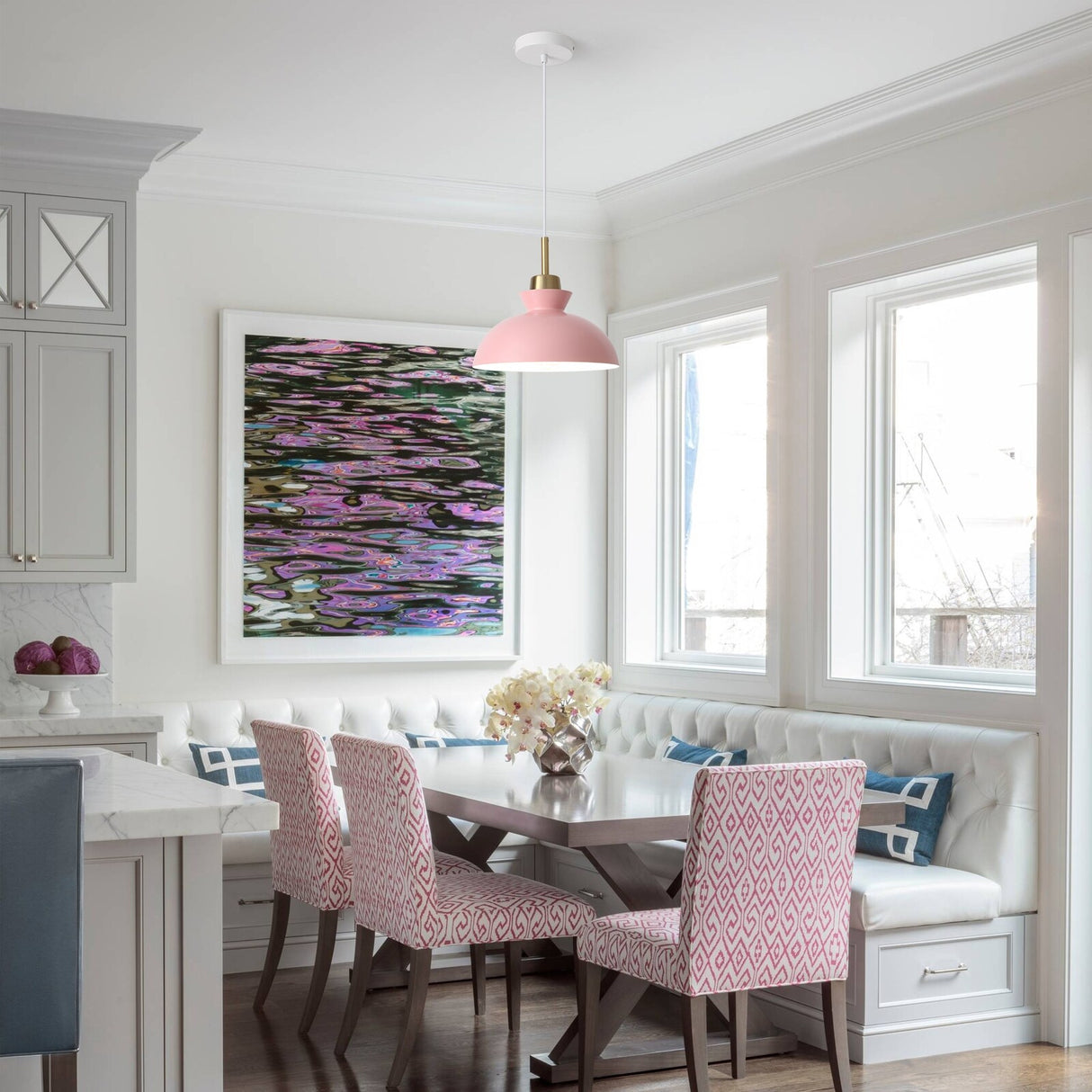 1-Light Modern Classic Semi Flush Mount Chandelier, Farmhouse Dome Pendant Light for Kitchen Island Dining Room