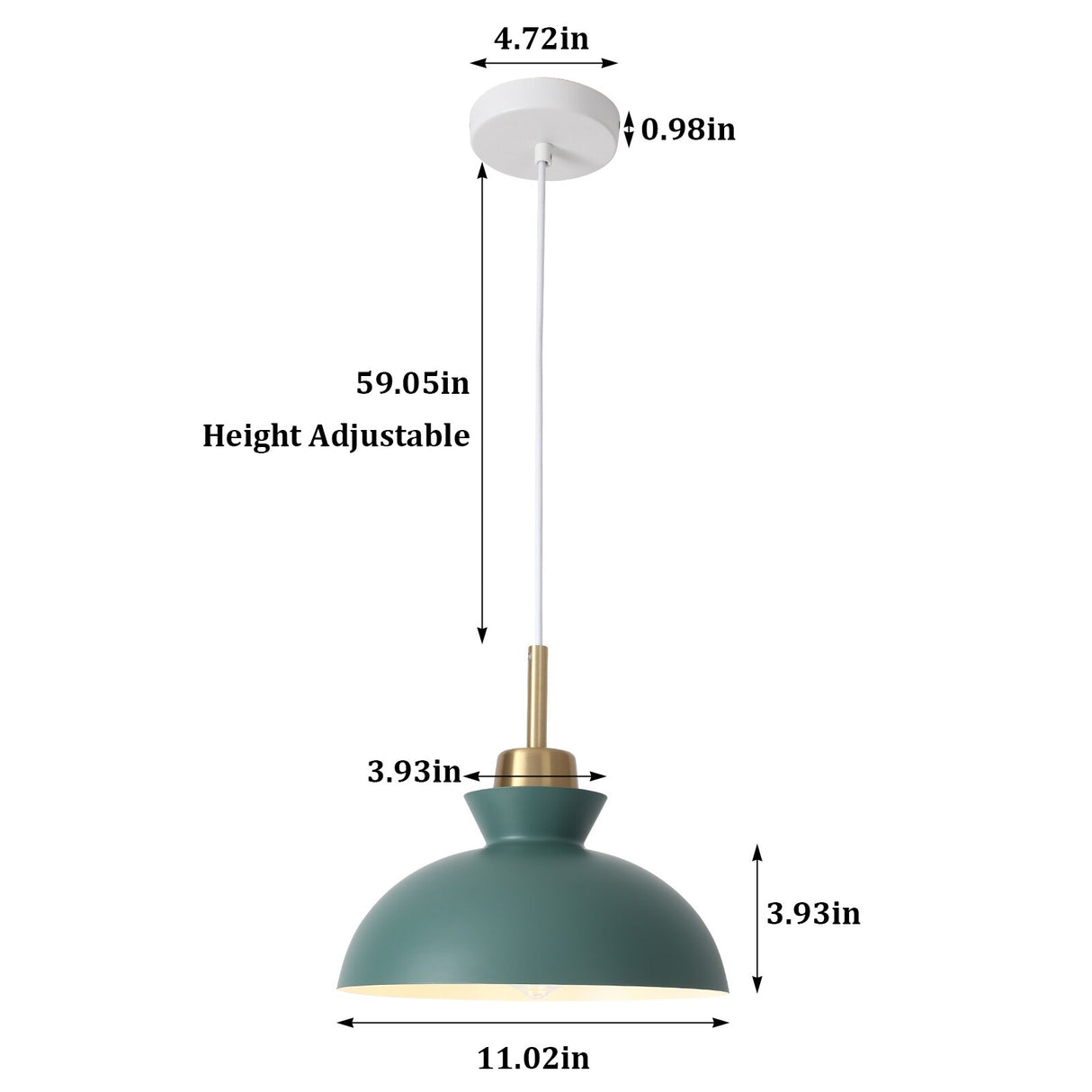1-Light Modern Classic Semi Flush Mount Chandelier, Farmhouse Dome Pendant Light for Kitchen Island Dining Room