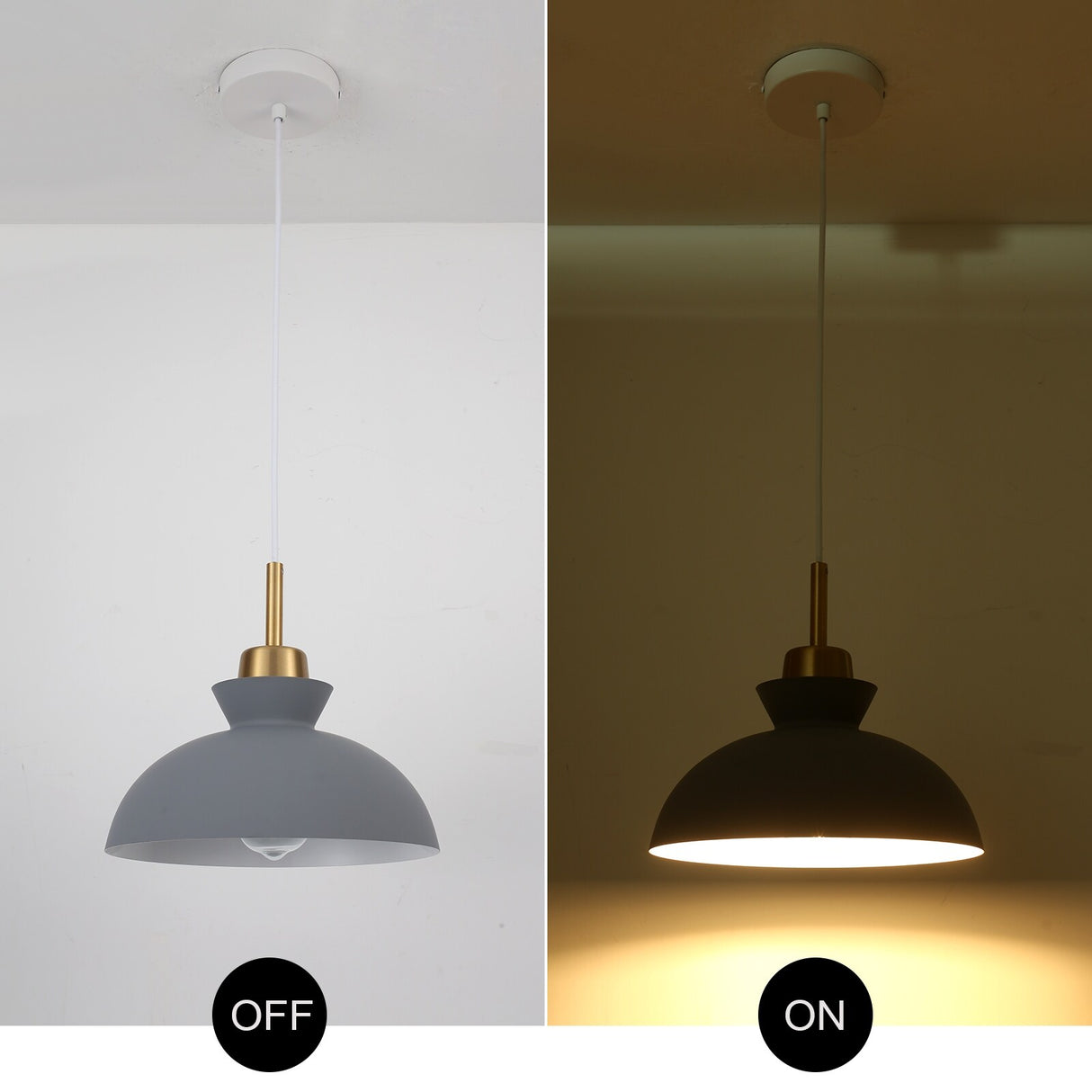 1-Light Modern Classic Semi Flush Mount Chandelier, Farmhouse Dome Pendant Light for Kitchen Island Dining Room