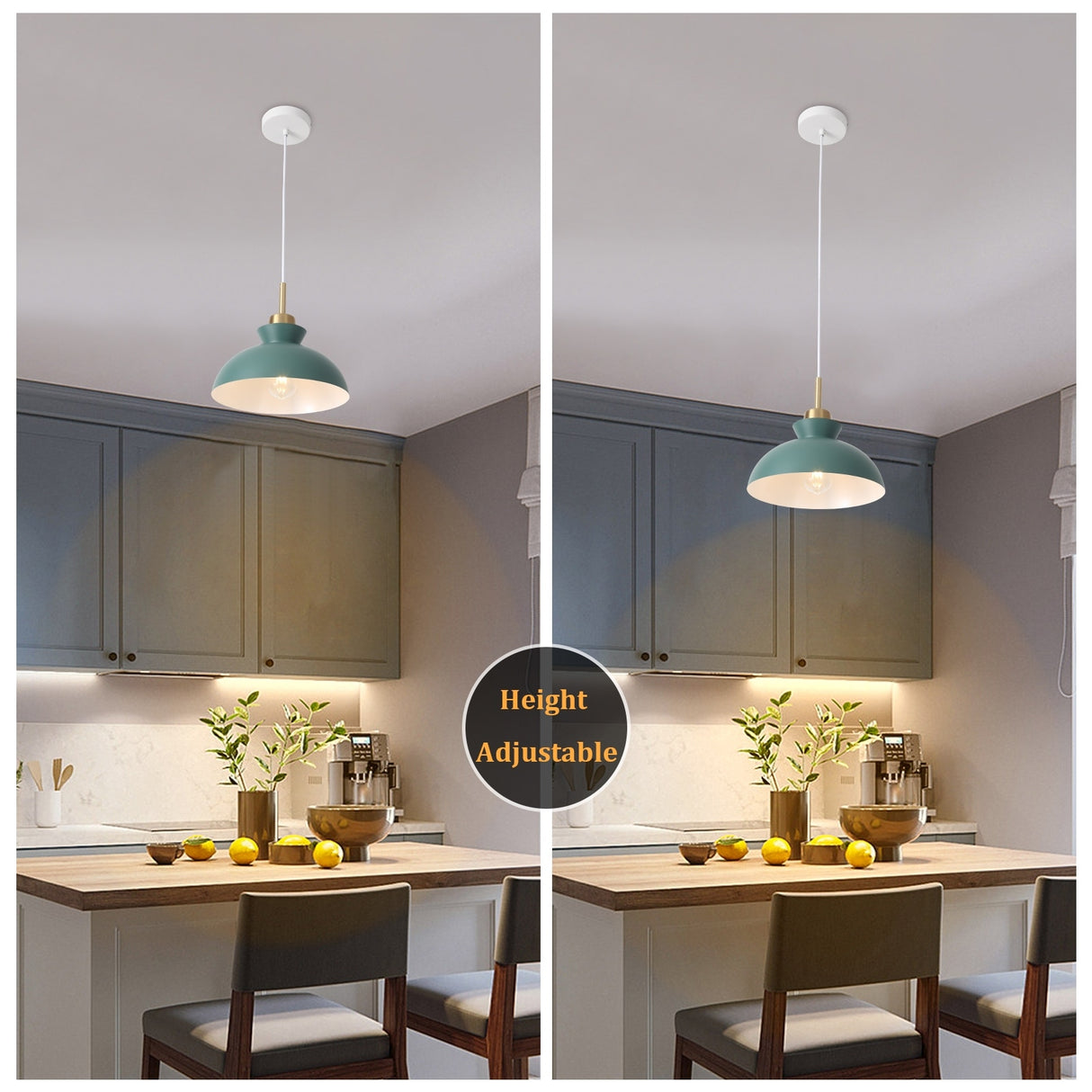 1-Light Modern Classic Semi Flush Mount Chandelier, Farmhouse Dome Pendant Light for Kitchen Island Dining Room