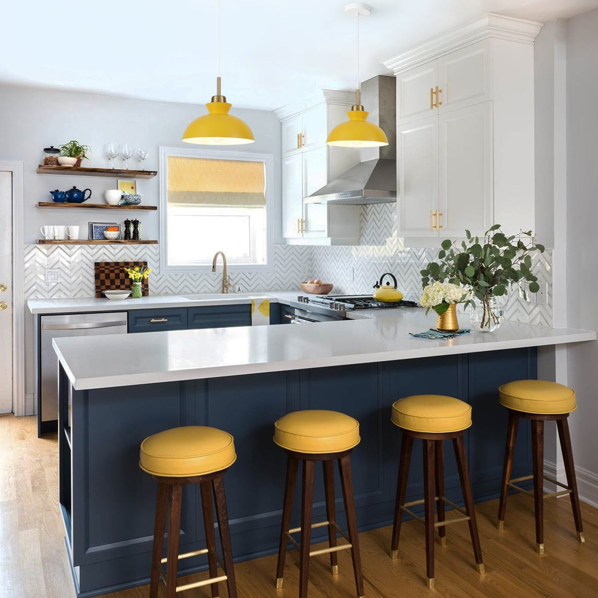 1-Light Modern Classic Semi Flush Mount Chandelier, Farmhouse Dome Pendant Light for Kitchen Island Dining Room