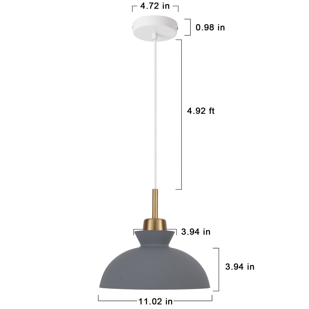 1-Light Modern Classic Semi Flush Mount Chandelier, Farmhouse Dome Pendant Light for Kitchen Island Dining Room