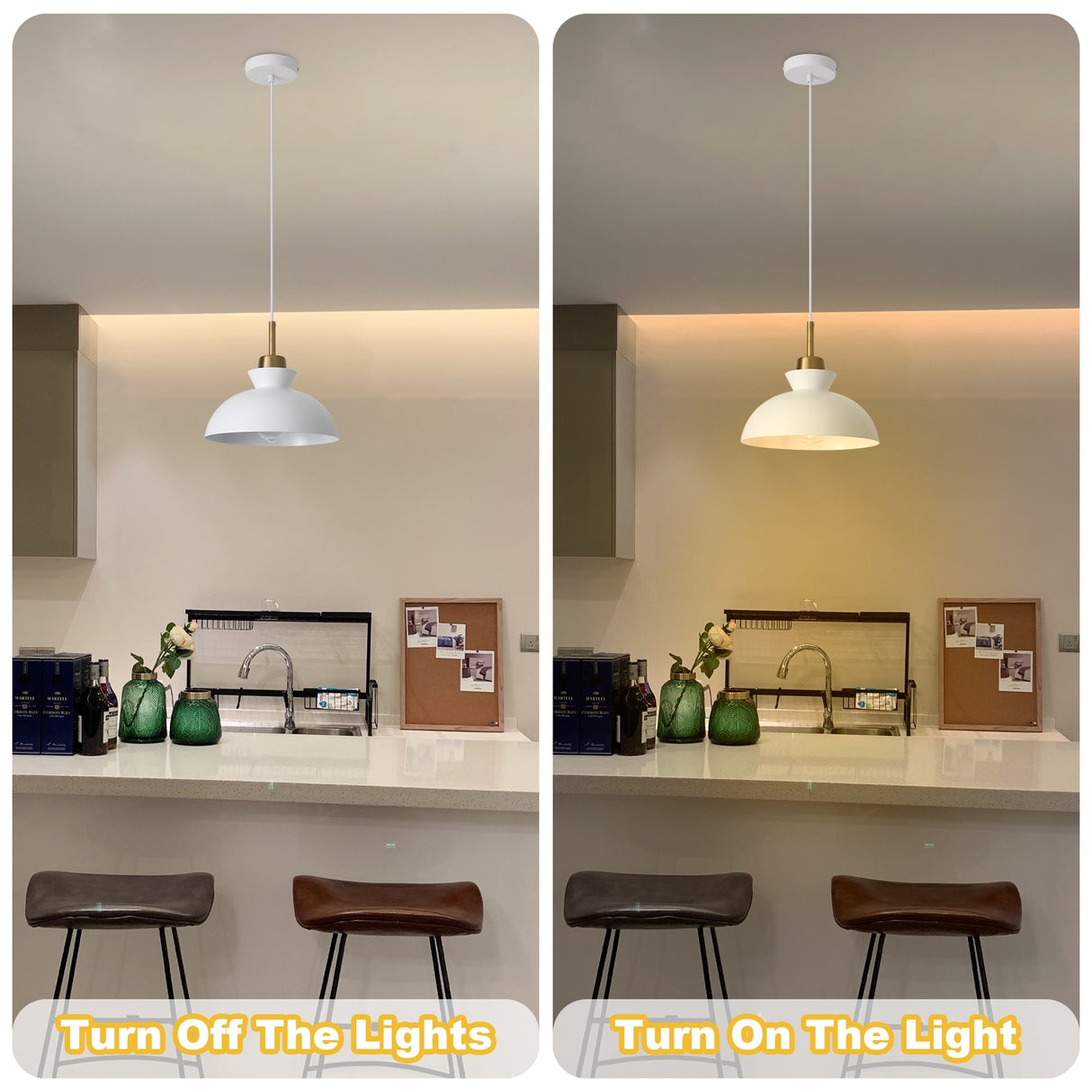 1-Light Modern Classic Semi Flush Mount Chandelier, Farmhouse Dome Pendant Light for Kitchen Island Dining Room