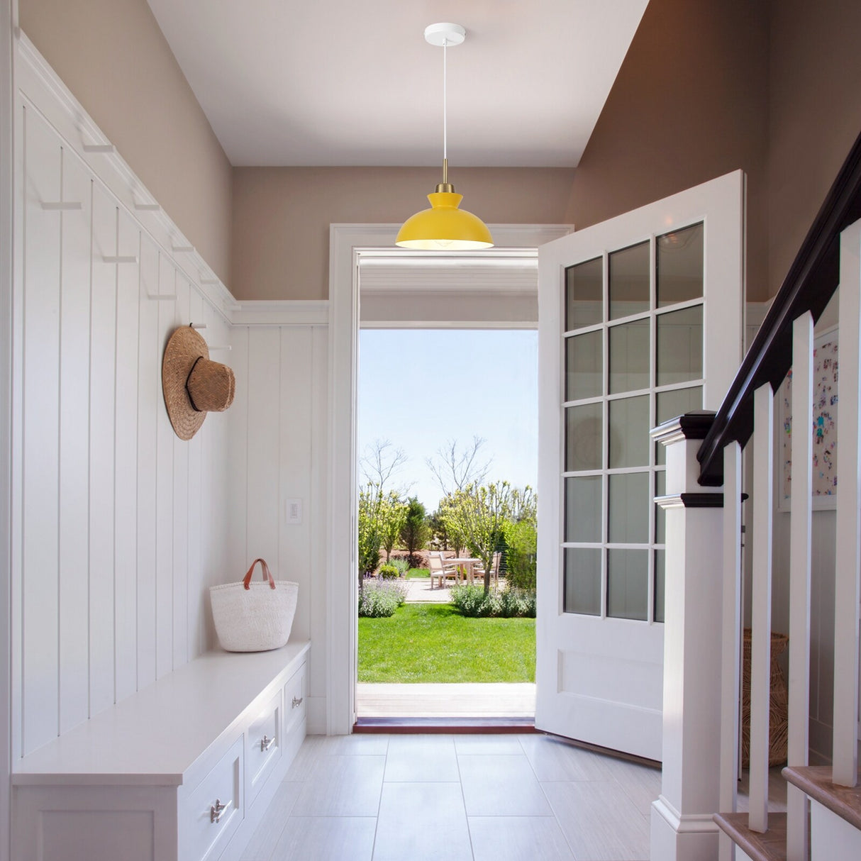 1-Light Modern Classic Semi Flush Mount Chandelier, Farmhouse Dome Pendant Light for Kitchen Island Dining Room